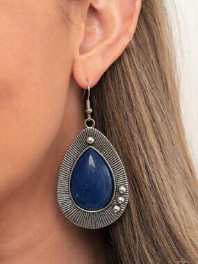 Paparazzi Jewelry Accessories - Western Fantasy - Blue Earrings - Vintage